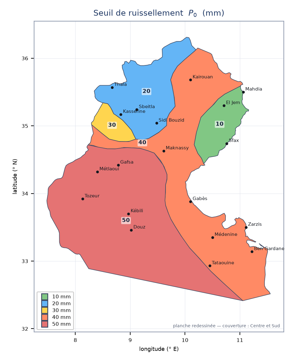 Carte du seuil de ruissellement P0